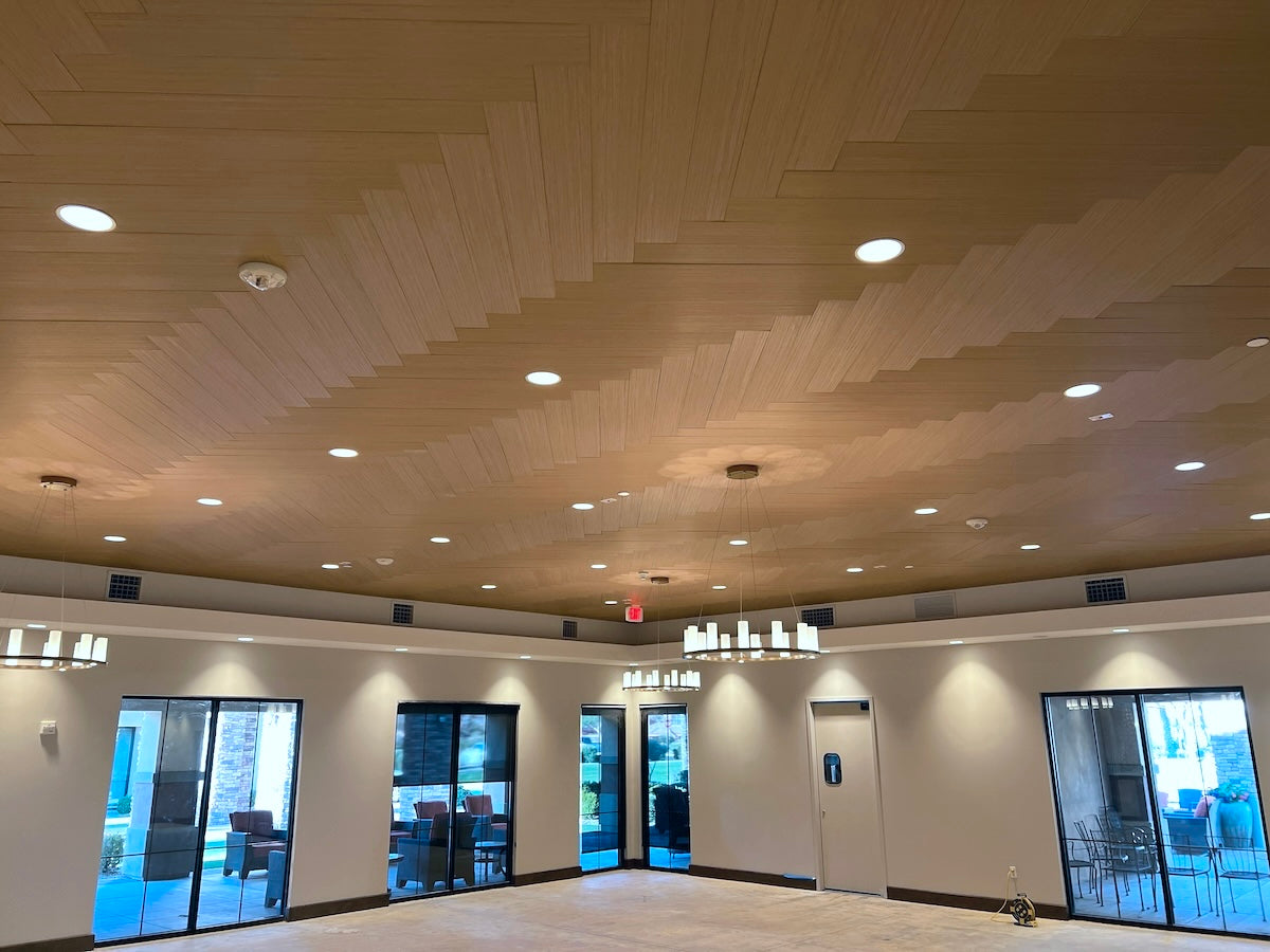Aoudi Acoustic Wood Plank Herringbone Ceiling π¨π¦ πΊπΈ