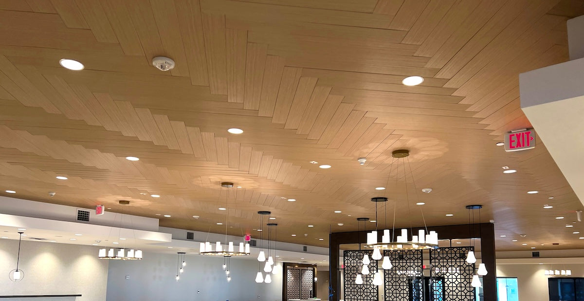 Aoudi Acoustic Wood Plank Herringbone Ceiling π¨π¦ πΊπΈ